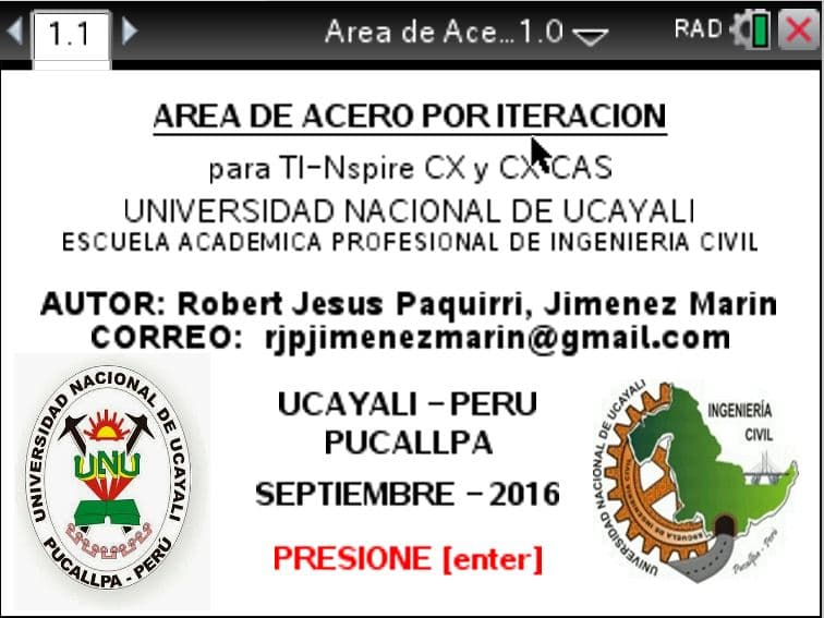 Área de Acero por Iteración 1.0 — captura 1